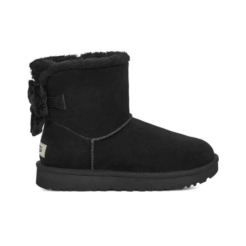 UGG Mini Bailey Bow Crushed Velvet Boot 'Black' Women's-1