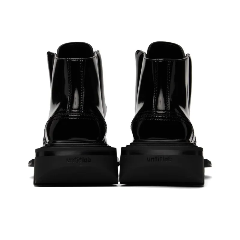 Untitlab 11 Reel Derbies Tall Black Ankle Boots Unisex Pitch Black-4
