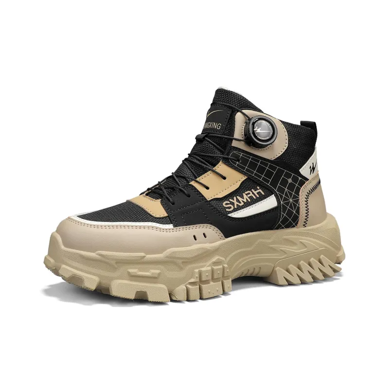 Binary Short Mid Calf Martin Boot Men's Black Khaki-2
