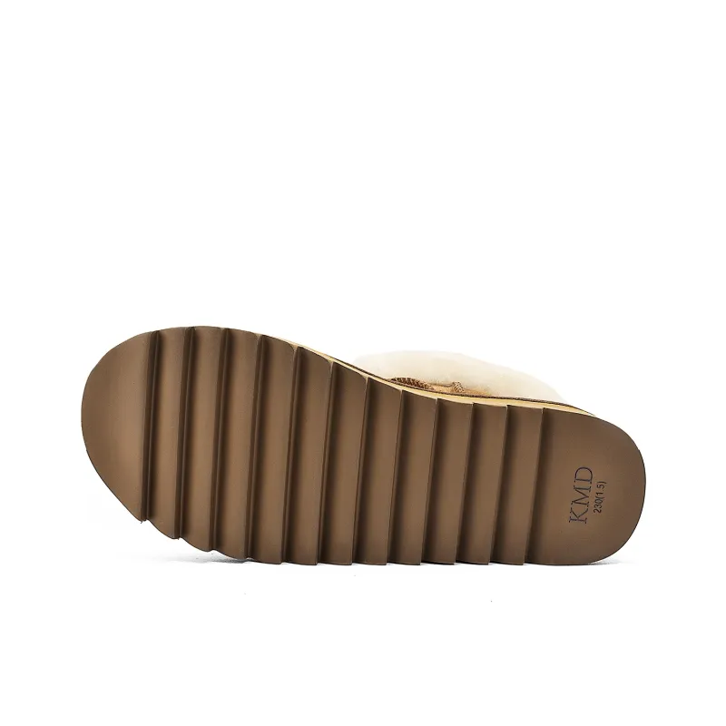 KMD Warm Height Increasing Short Snow Boots Women's Chestnut-4