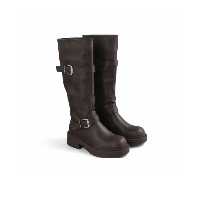 DOLIN COLLECTION Niche Square Buckle Vintage Long Shaft Boots Women's-8