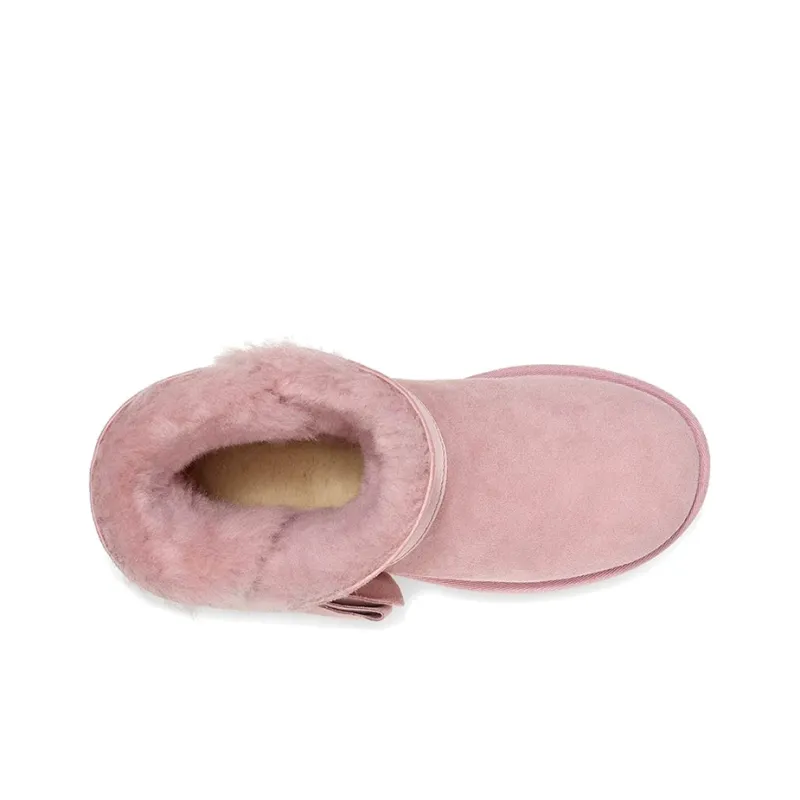UGG Suede Mini Bow Fur Fleece Lined Pink Women's-4
