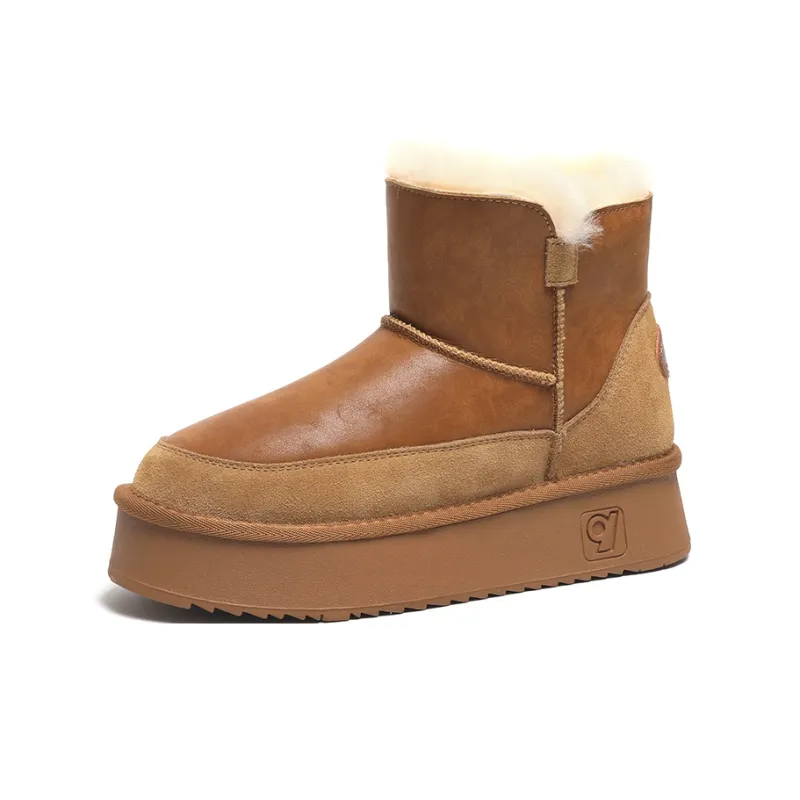 O.L Warm Wear-Resistant Height Increasing Slip-Resistant 12cm Snow Boots Women's-0