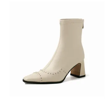 Echo&yolo Ankle Boots Women's Ecru/Brown/Black