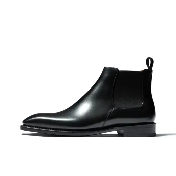 TRUFFAUT Classic Square Toe Smooth Finish Boots Short Chelsea Boots Men's