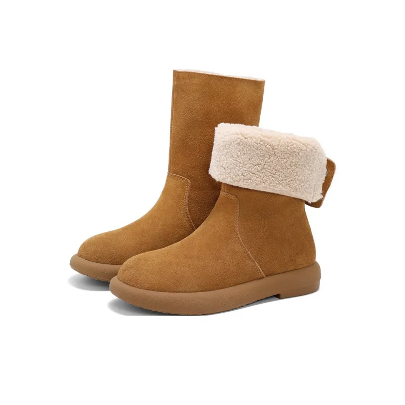 Senda Thermal Crew Snow Boots Women's Brown Yellow-3