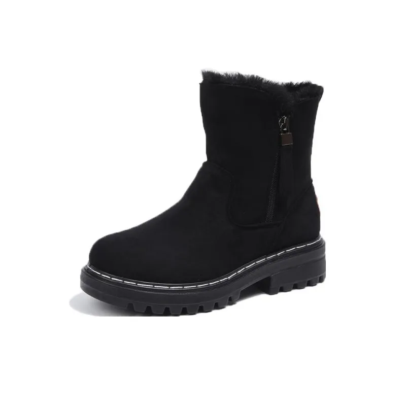 Warrior Warm Wear Resistant Height Increasing Slip Resistant Short Snow Boots Women's Black-1