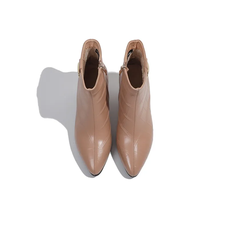 Mulinsen Ankle Boots 7.5CM Women's Brown-2