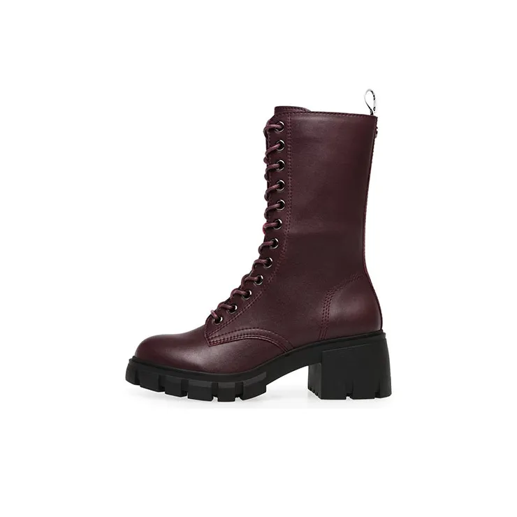 STEVE MADDEN Martin Boots Women's Black/Burgundy-4