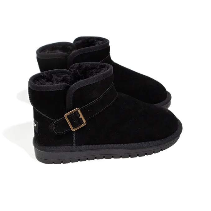 Feiyue Warm Wear-Resistant Slip-Resistant Short Mid-Calf Snow Boots Women's Black-1