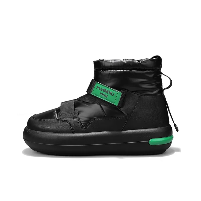 HUANQIU Short Snow Boots Men's Black Green-0