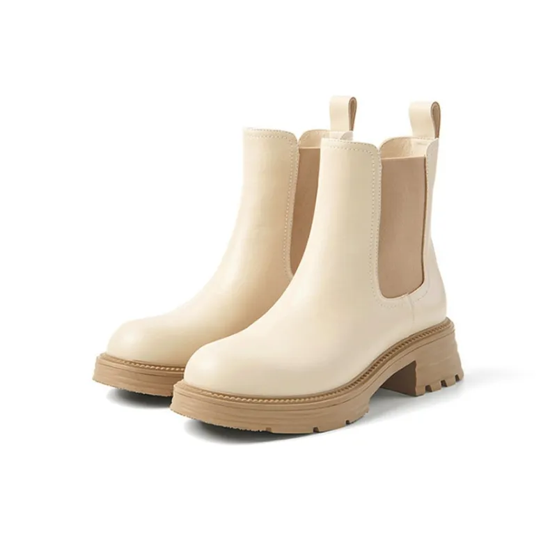 PT'SON Short Chelsea Boots Women's Black/Beige/Black, Fleece Lined/Beige, Fleece Lined-21