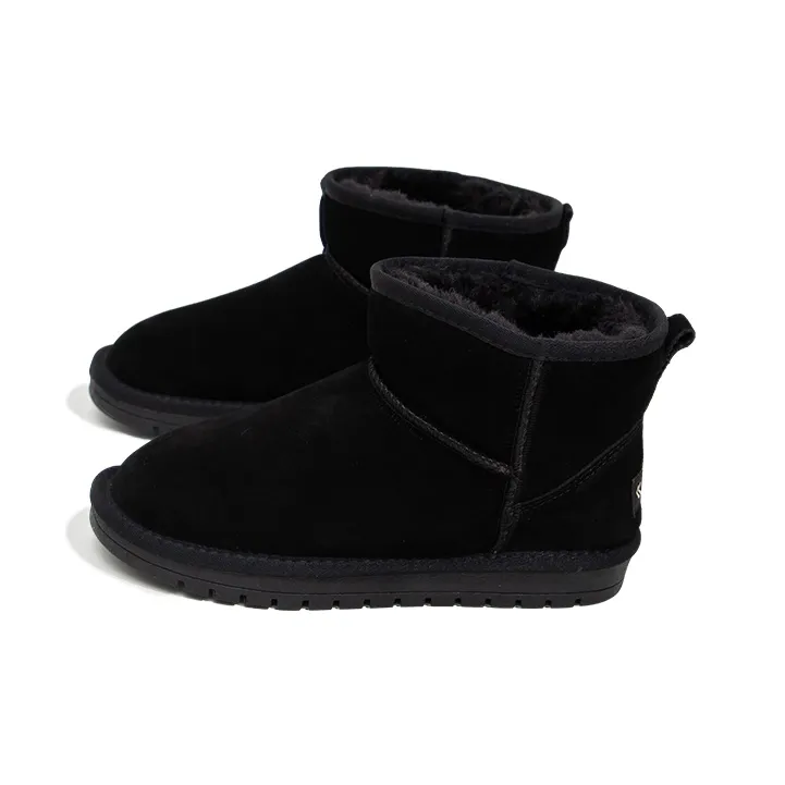 Feiyue Warm Water-Resistant Height Increasing Slip-Resistant Crew Snow Boots Women's Black-2
