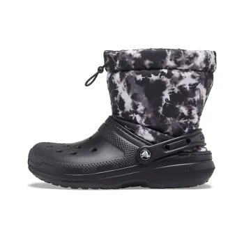 Crocs Classic Lined Neo Puff Tie Dye Boots 'Black White'