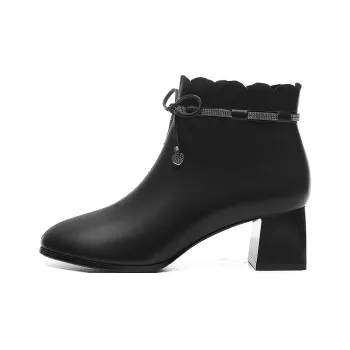 Golden Silk Rabbit Ankle Boots 5cm Women's