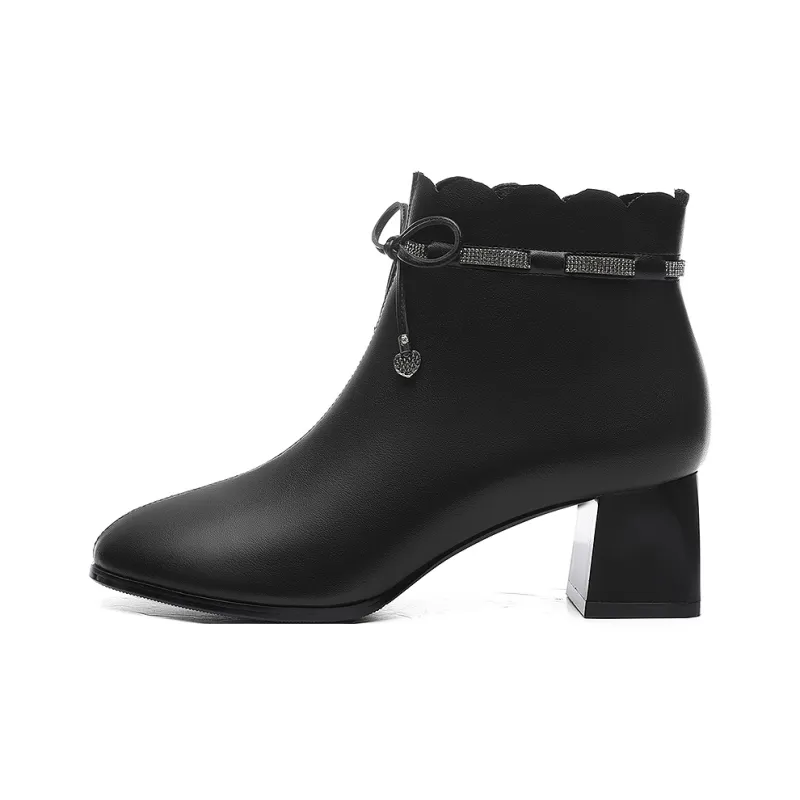 Golden Silk Rabbit Ankle Boots 5cm Women's-0