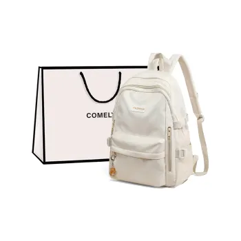COMELY Fabric Backpacks Laptop Bags Backpack Regular Women's Ecru