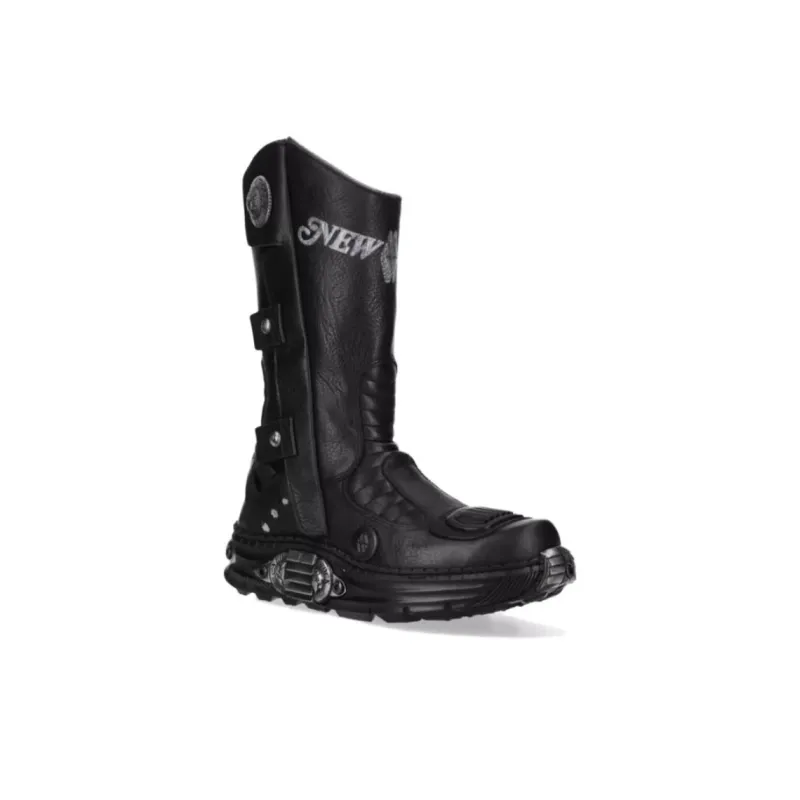 NEW ROCK Knee-high Boots 5cm Unisex Black-1