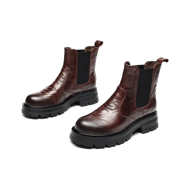 EBLAN Ankle Length Chelsea Boots Women's Brown-2