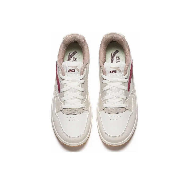 Anta Life Collection Wear resistant And Lightweight Low Top Skateboard Shoes Men's White Gray Red-3