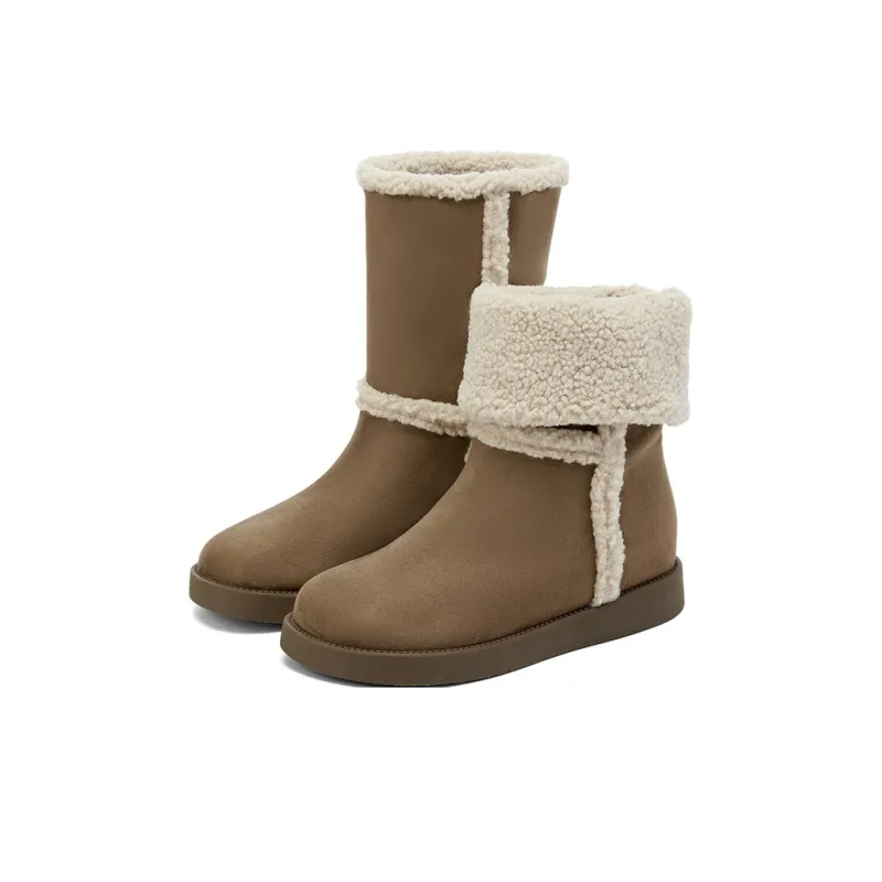 KEKAFU Warm Coverage Wear Resistant Slip Resistant Crew Snow Boots Women's-2