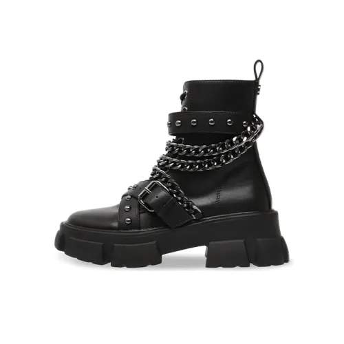 STEVE MADDEN Martin Boots Women's White/Black