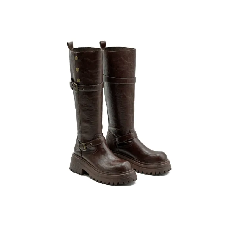 Little Sue Trendy Versatile British Style Shiny Slimming Zipper Knight Boots Fashion 2-in-1 Knee-High Boots Women's-20