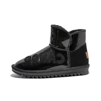 HUANQIU Warm Coverage Crew Snow Boots Unisex Black
