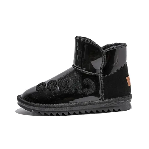 HUANQIU Warm Coverage Crew Snow Boots Unisex Black