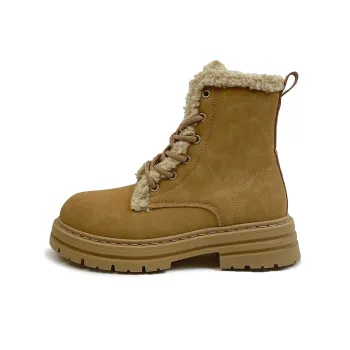 Warrior Winter Battle Boots Warm Wear Resistant Height Increasing Short Snow Boots Women's Brown