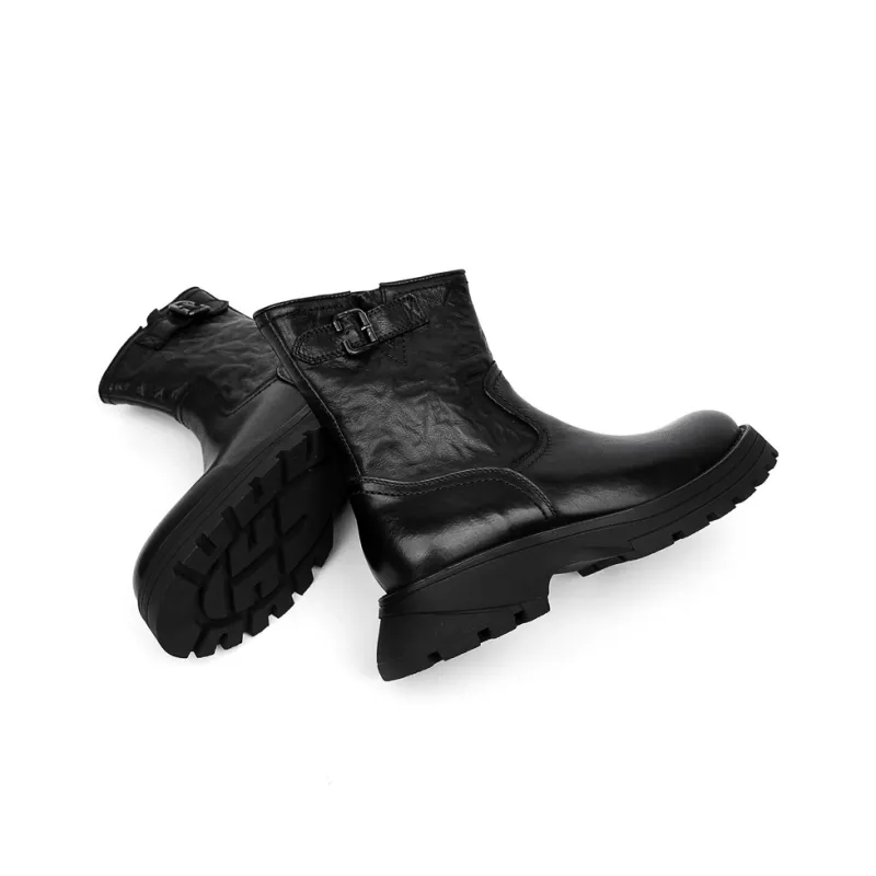 PALMPOLO Leather Lined Ankle Boots Platform Height Increasing 5cm Men's-9