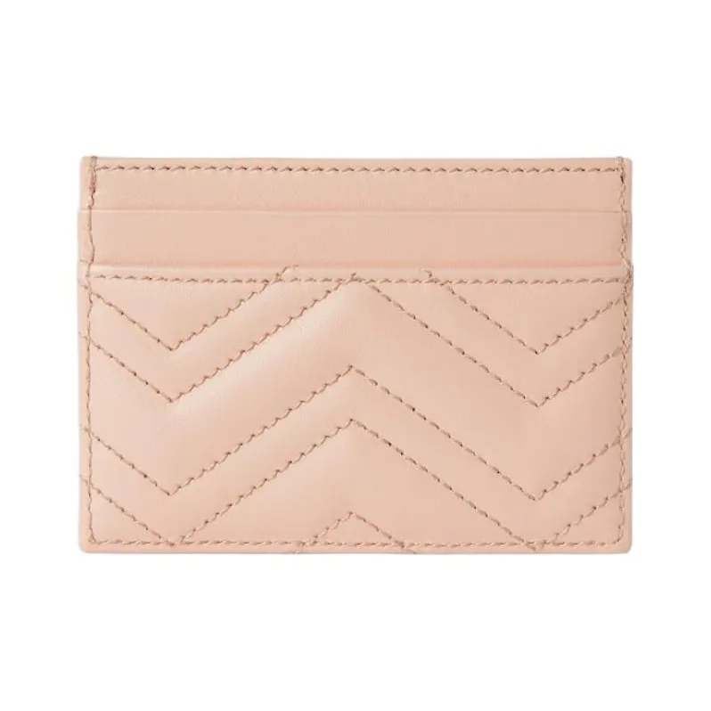 GUCCI Marmont Leather Card Holder Women's Light Pink-2