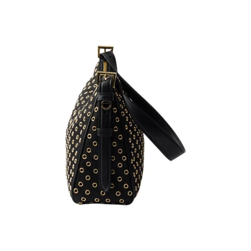 PRADA Nylon Handbag Shoulder Bag Large Size Women's Black-2