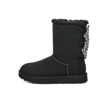 UGG Checkered Bow Snow Boots 'Black' Women's