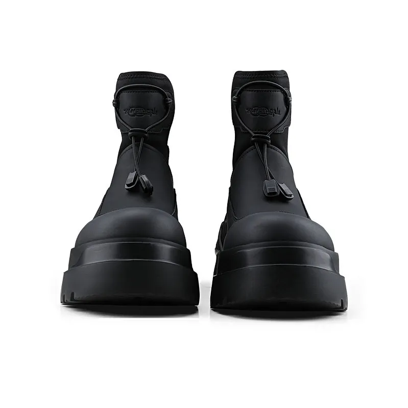 HANQIAORIJI Heavy Industry Series Ankle Boots 5cm Unisex Black-5