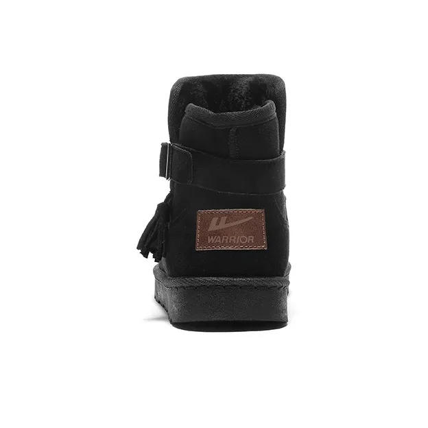 Warrior Warm Wear Resistant Cushioning Short Snow Boots Women's Black-3