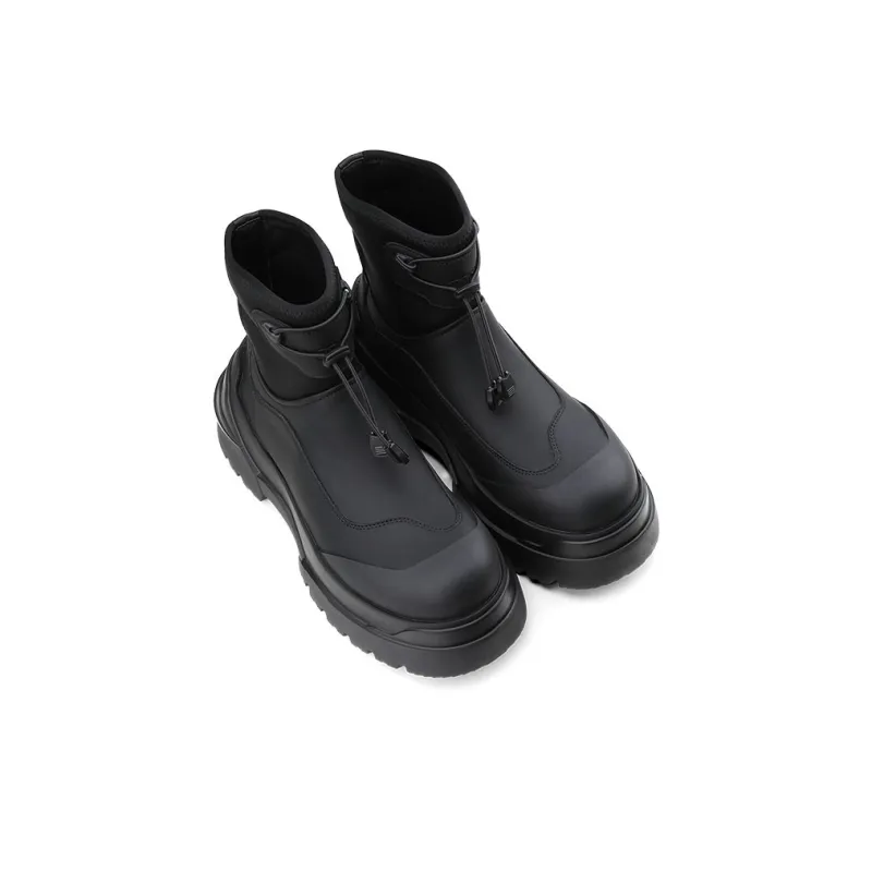 HANQIAORIJI Heavy Industry Series Ankle Boots 5cm Unisex Black-3