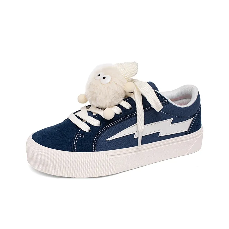 MCKP Anti Slip And Wear Resistant Height Increasing Low Top Skateboard Shoes Unisex Sapphire Blue-4