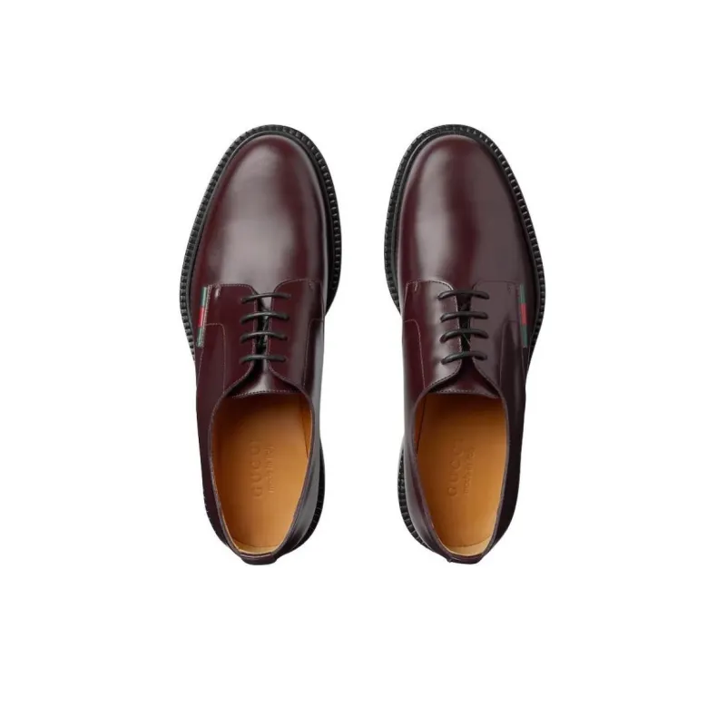 GUCCI Web Dress Shoes Men's Burgundy-4