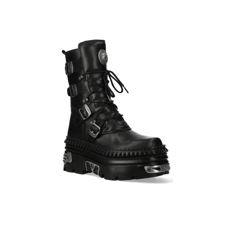 NEW ROCK Ankle Boots Unisex Black-2