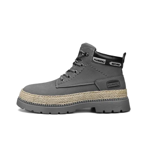 HUANQIU Short Mid-Calf Martin Boot Men's Gray