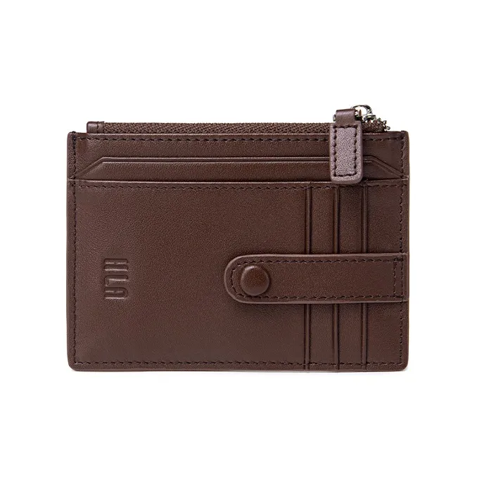 HLA Cow Leather Card Holder Wallet Regular Men's Black/Brown-5