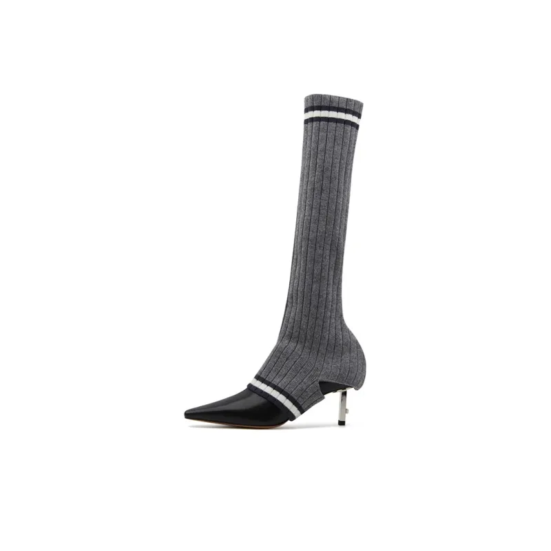 CALVINLUO Spring And Summer Collection Knee-high Boots 6cm Women's-2