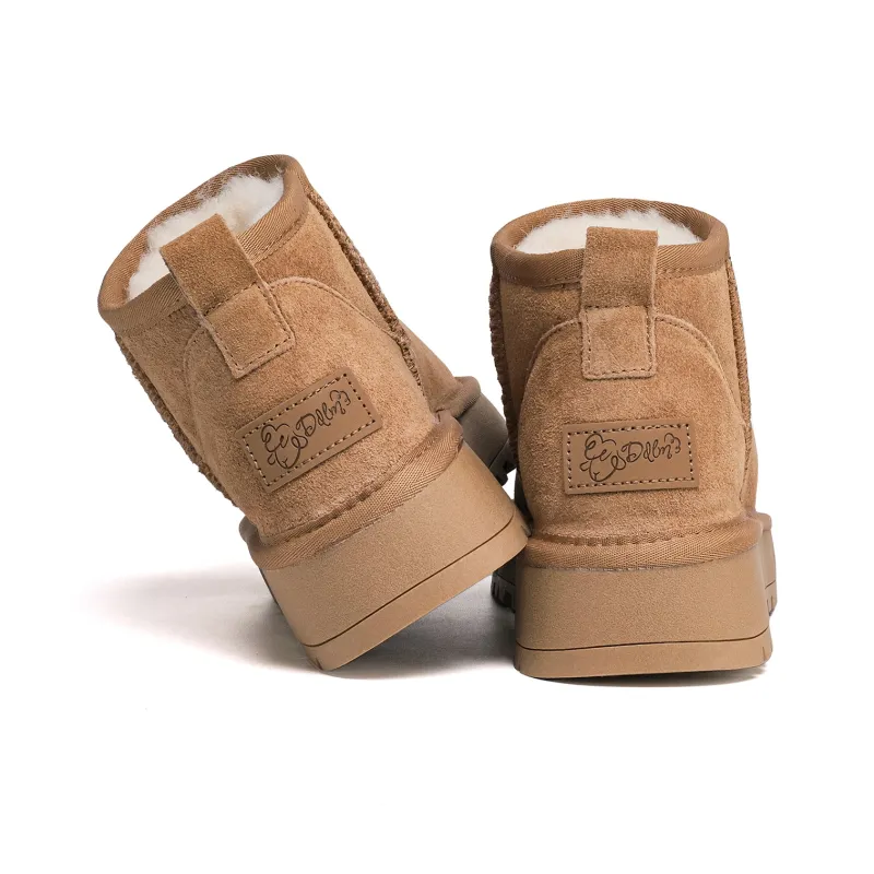 딩딩구스튜디오 Warm Wear-Resistant Height Increasing Slip-Resistant Short Snow Boots Women's Chestnut-4