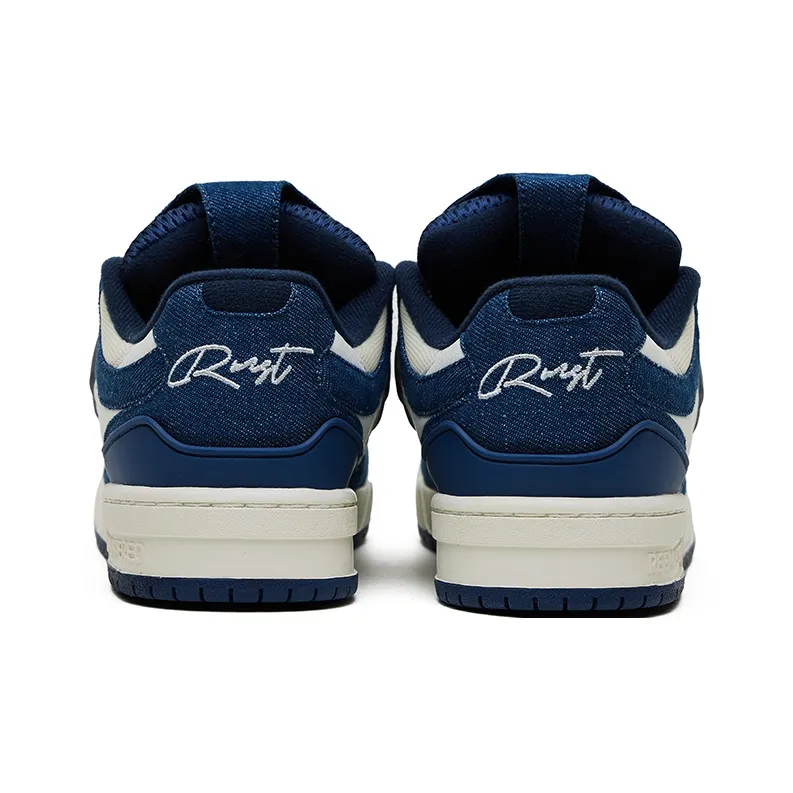 REEMUSTERED Abrasion Resistant Cushioning Low Top Skateboard Shoes Unisex Denim Blue-3