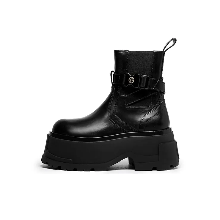 BLOCCO5 Buckle Decoration Height Increasing Short Chelsea Boots 6.5cm Women's-10