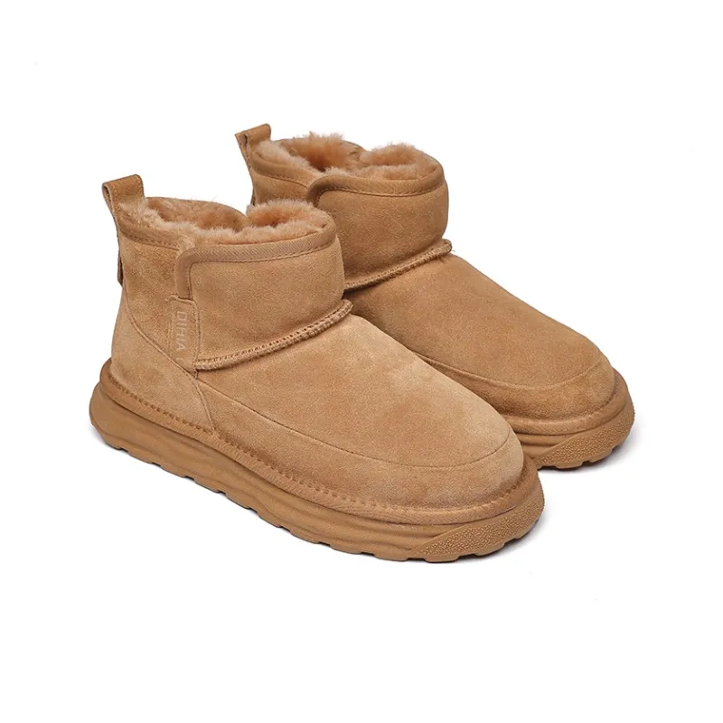 Angelmi Warm Wear Resistant Slip Resistant Short Snow Boots Men's Chestnut Shaft Version-1