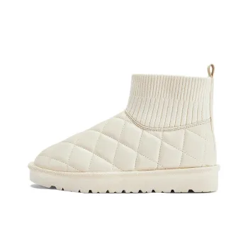 Warrior Warm Height Increasing Short Mid Calf Snow Boots Women's Ecru