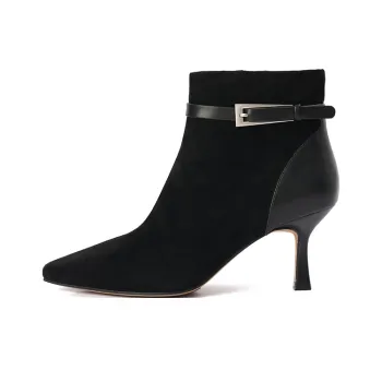 Montagut Elegant Ladylike High Heel Short 5 8CM Women's Black Coffee