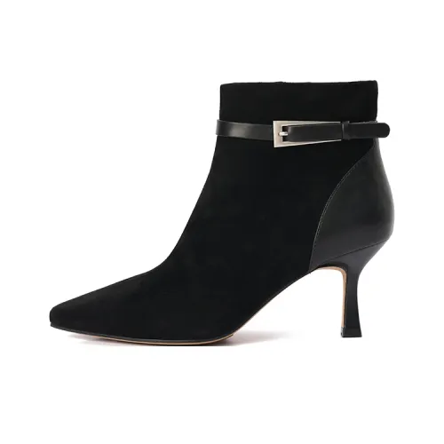 Montagut Elegant Ladylike High Heel Short 5 8CM Women's Black Coffee